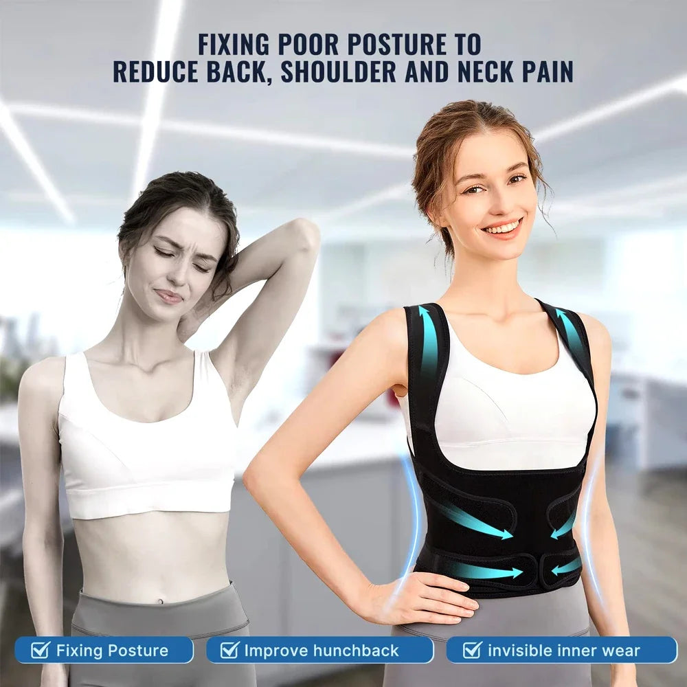 Back Brace and Posture Corrector for Women Men, Adjustable & Lightweight - Scoliosis & Hunchback Correction, Relief Back Pain