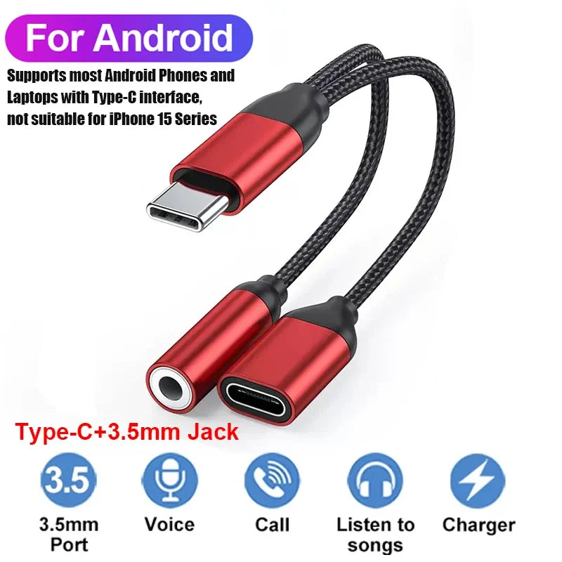 USB Type C Splitter for iPhones 15 USB C or Samsung S23 Ultra